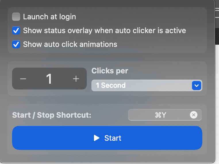 Tapper menu bar controls interface